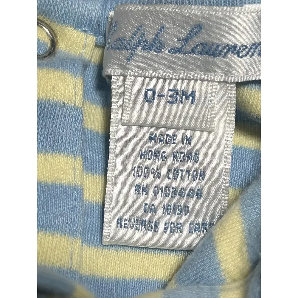 Ralph Lauren Newborn Striped Blue and Yellow one Piece Size 0-3 months